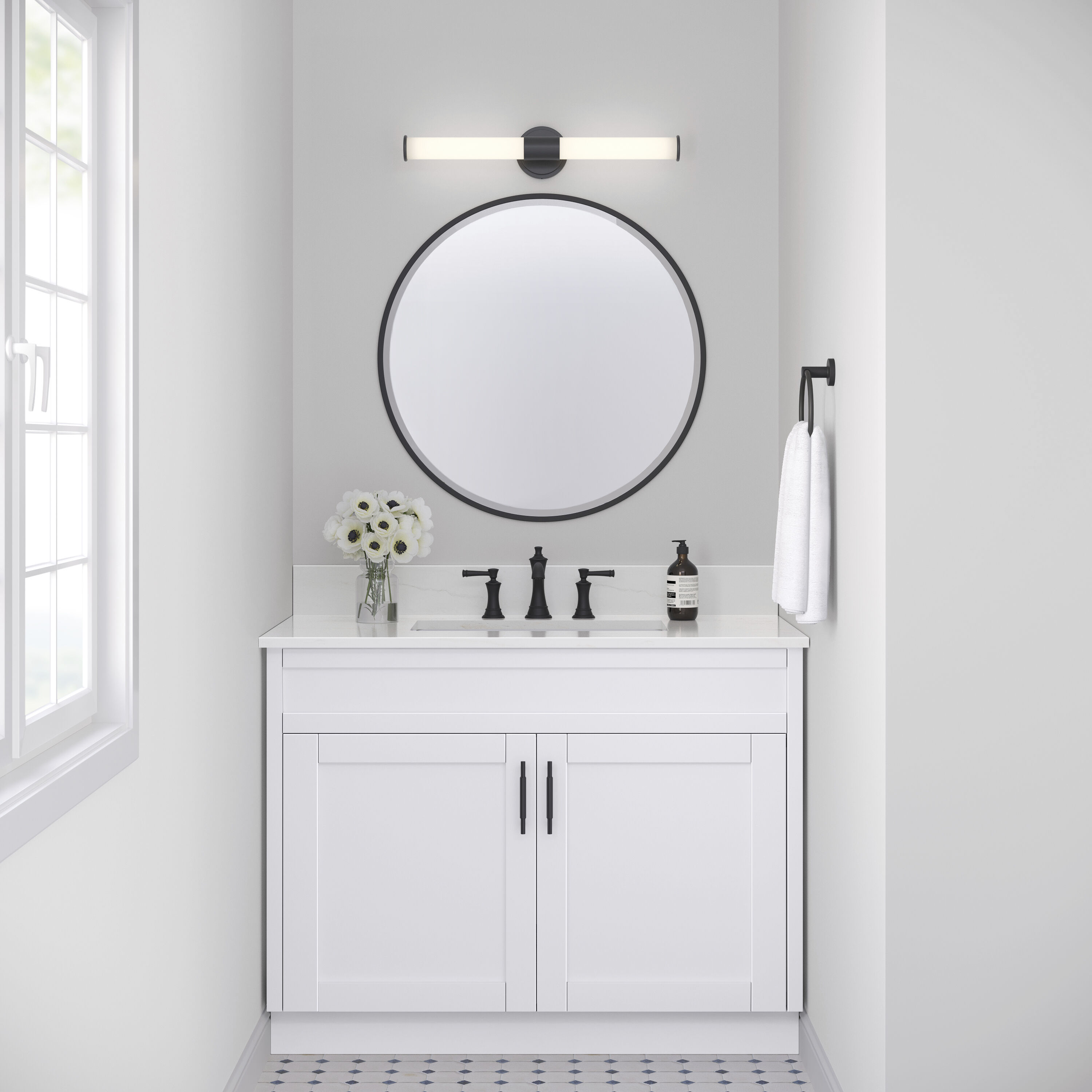 Trumann LED 24 inch Matte Black Bathroom Vanity Light Bar Wall Light